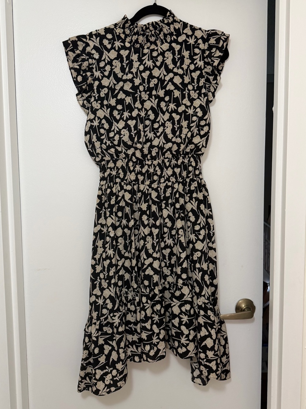 Saks Fifth Avenue Black & Cream Floral Dress